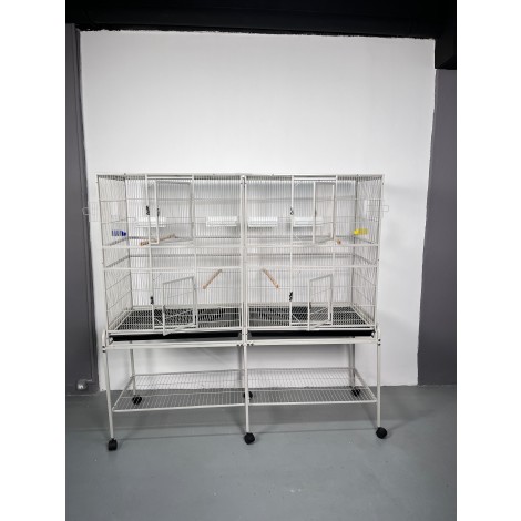 Tesero Dev Papağan Kafesi / 2 Bölmeli 4 Gözlü. Orta kısmından bölme kaldırılarak tek parça halinde de kullanılabilir.