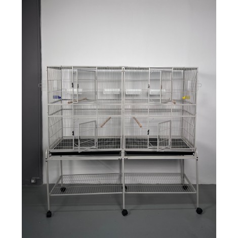 Tesero Dev Papağan Kafesi / 2 Bölmeli 4 Gözlü. Orta kısmından bölme kaldırılarak tek parça halinde de kullanılabilir.