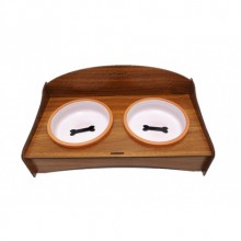 Ahşap İkili Mama Kabı 31x16cm 300ML