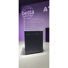 50x30x30h Ultra Clear Akvaryum (45 Derece Birleşim)  ve Antrasit Gri Lake Boyalı Dolap
