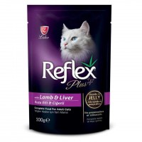 Reflex Plus Pouch Kuzu Etli ve Ciğerli Jöleli Kedi Yaş Maması 100 Gr