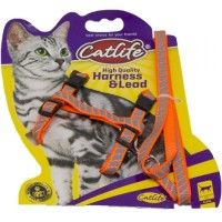 Kedi Göğüs Tasması Reflektörlü + Gezdirme Halatlı Catlife