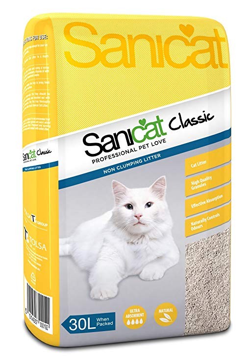 Sepiolit Sepiyolit Kedi Kumu Dogal Sivi Emici Sanicat Sanicat Classic Professional 30 L Tozsuz Antibakteriyel Kokusuz Dogal Kedi Kumu