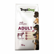 TropiDog Premium Orta-Büyük Irk Sığır Etli Köpek Maması 12Kg