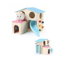 Hamster Evi Ahşap Merdivenli Kaydıraklı Yeni Model 2019